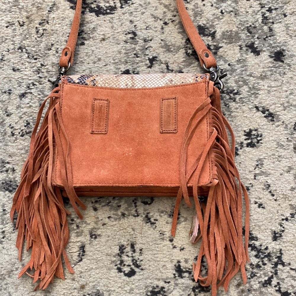 Naughty Monkey Snakeskin & Suede Fringe Crossbody - Picture 5 of 6